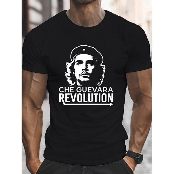 T-Shirt Graphique Che Guevara Revolution pour Hommes - 100 % Coton Léger Imprimé Révolutionnaire Cubain avec Visage Che Guevara & Icône