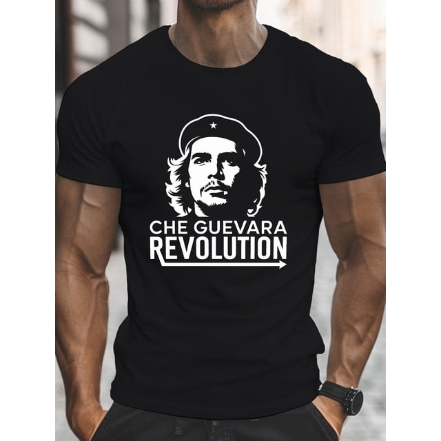 T-Shirt Graphique Che Guevara Revolution pour Hommes - 100 % Coton Léger Imprimé Révolutionnaire Cubain avec Visage Che Guevara & Icône