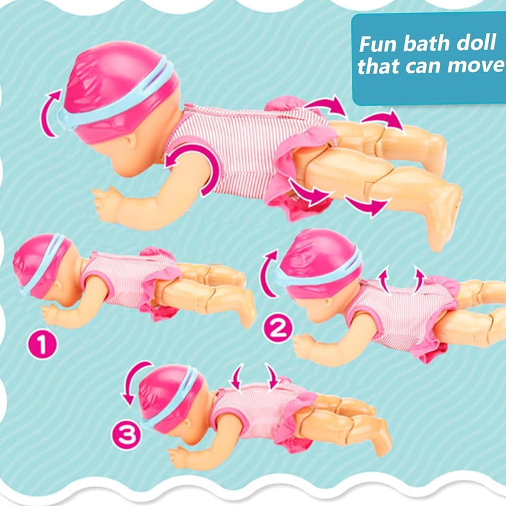 Yucurem 13" Water Fun Swimming Doll -  Waterproof Reborn Swim Doll Electric Doll Can Swim Lifelike Baby Doll, Water Fun Toy Best Birthday Christmas Gift