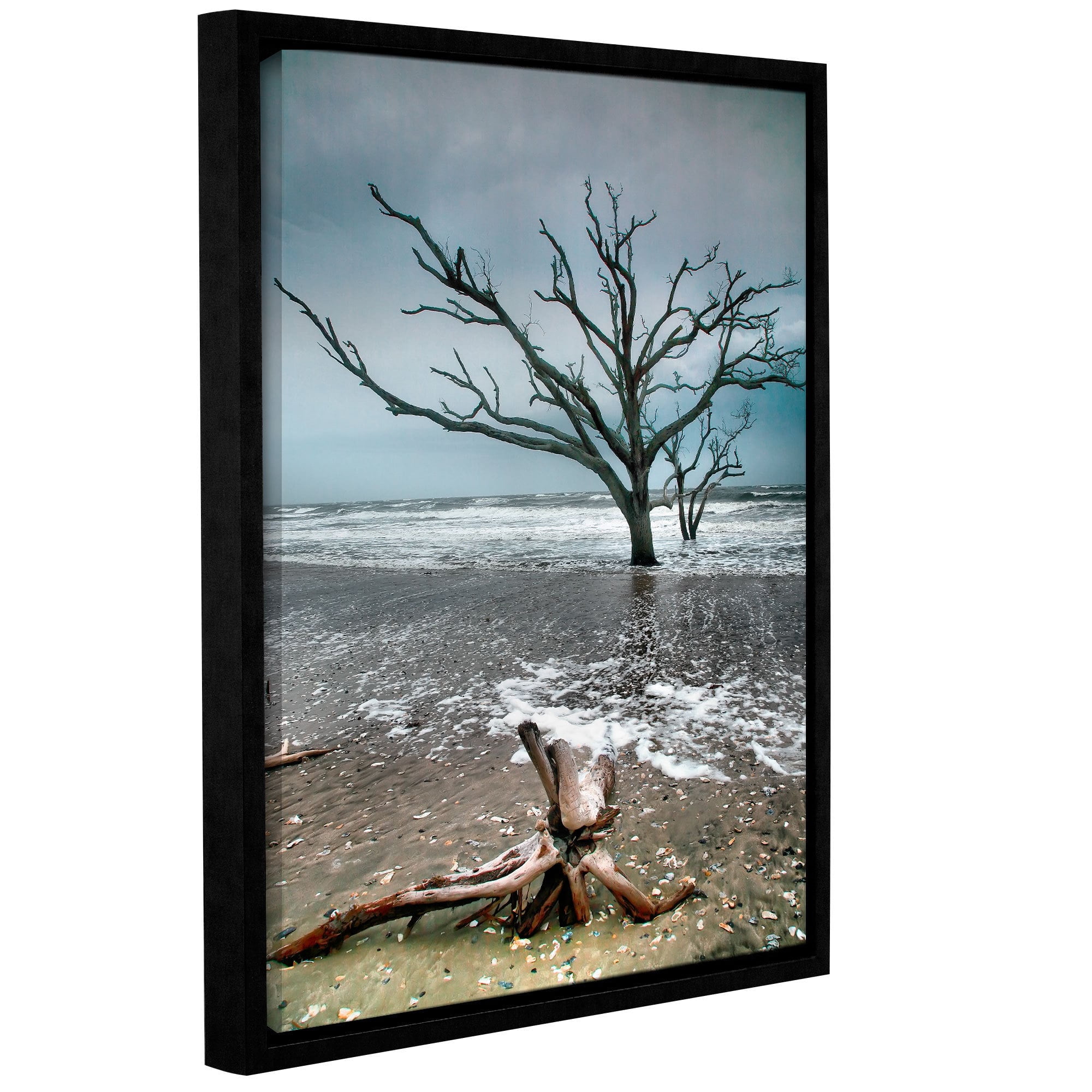 ArtWall Steve Ainsworth "Trees in Surf" Gallery-Wrapped Floater-Framed Canvas