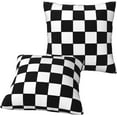 thumbnail image 3 of Black and White Checkerboard Throw Pillow Covers Plaid Soft Square Cushion Pillowcase Set of 2 for Sofa Couch Home Decor 18 X 18 in, 3 of 6