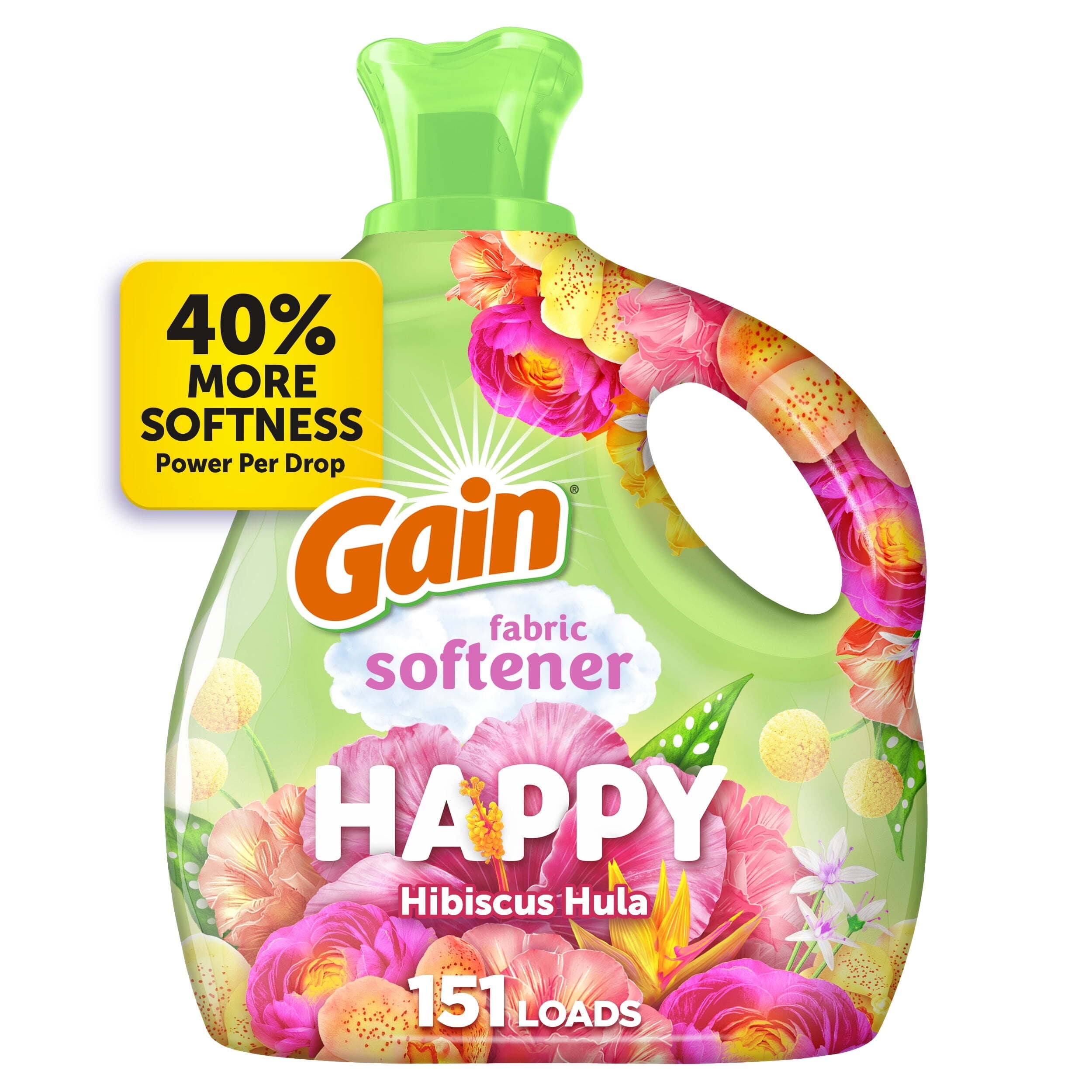 (4 pack) Gain Liquid Fabric Softener and Conditioner, Happy, Hibiscus Hula Scent, 101 fl oz, 151 Loads