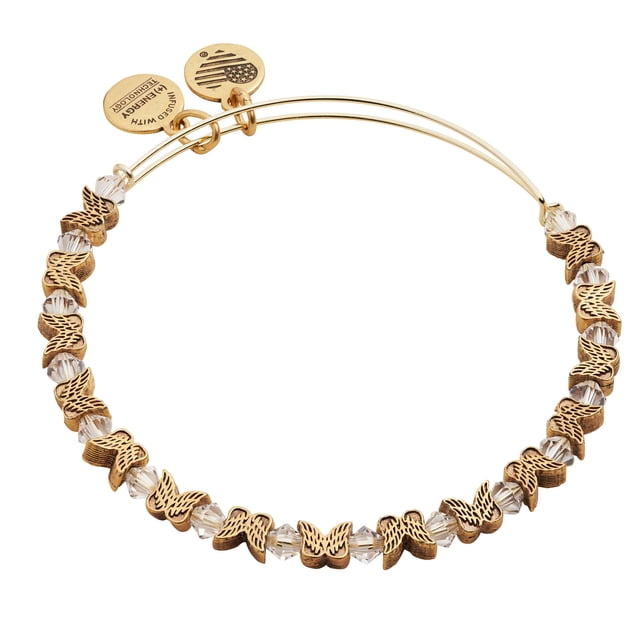Brazalete expandible con cuentas y ala de ángel en dorado Alex and Ani