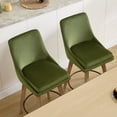 thumbnail image 3 of ONEVOG Mid-Century Modern Swivel Bar Stools Set of 2, 26" Counter Height Velvet Upholstered Bar Chairs with Solid Wood Legs & Metal Footrest, Green, 3 of 11