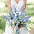 thumbnail image 5 of 6 Pcs Artificial Delphinium Silk Flowers Topboutique Plastic Long Stalk Fake Larkspur with Leaf Faux Hyacinth Flowers for Tall Vase Tabletop Wedding Arrangements Home Decor Dark Blue, 5 of 7