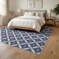 thumbnail image 3 of ODIKA 6'x9' Blue White Geometric Diamond Design Washable Area Rug Intricate Handwoven Pattern with Modern Flair Non-Slip, Easy Care, for Family Room, Living Mater Bedroom, 3 of 7