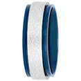 thumbnail image 2 of Mens Stainless Steel Blue IP Frozen Finish Wedding Band - Mens Ring, 2 of 5
