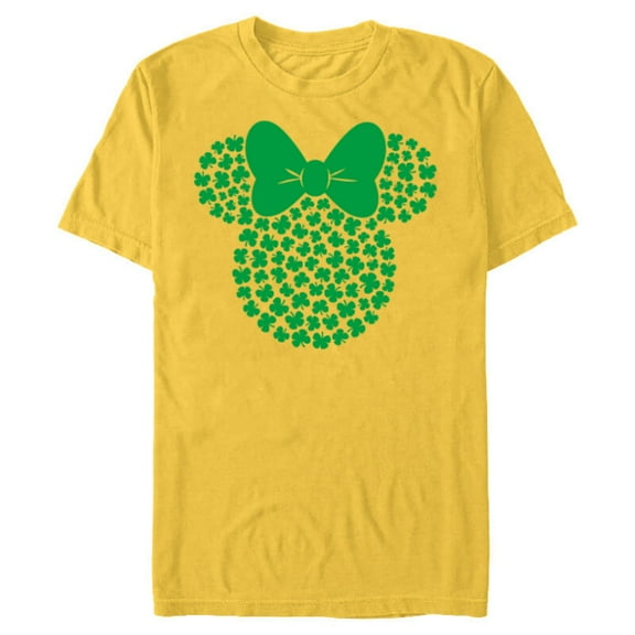 Disney Minnie Mouse Green 4-Leaf Clovers St. Patrick's Day - Short Sleeve Blended T-Shirt for Adults - Customized-Yellow