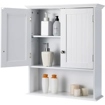 LOKO Bathroom Wall Cabinet, Wall Mounted Storage Cabinet with Double Doors, Multifunctional Medicine Cabinet with Adjustable Shelf, 23.5 x 7.5 x 28 inches (White)