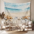 thumbnail image 2 of Beach Coastal Large Tapestry for Bedroom Wall Hanging Tapestry, Watercolor Ocean Waves Starfish Summer Ceiling Backdrop Tapestries Poster Blanket Wall Decor for Teens Room Living Room Dorm 100" x 59", 2 of 8