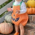thumbnail image 2 of Mercatoo Halloween I𝐧fant Boys Girls Sleeveless Pumpkin Print Romper Baby Toddler Overalls Bodysuit One 𝗣iece Clothes, 2 of 5