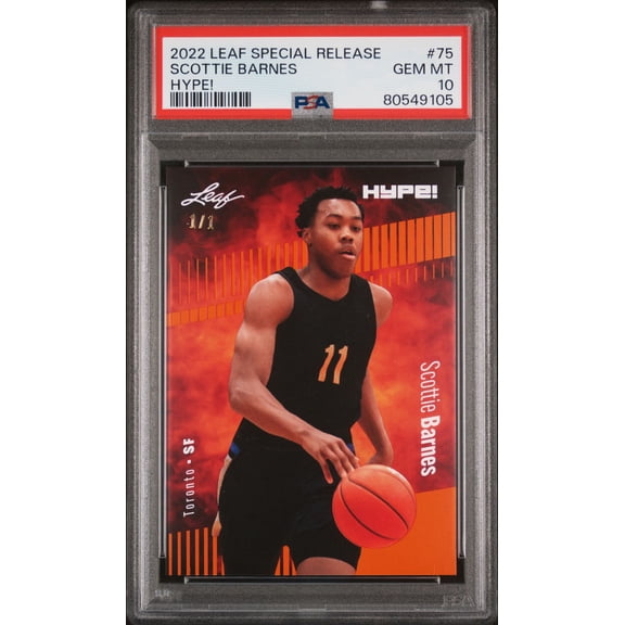 Scottie Barnes PSA 10 2022 Leaf Hype! #75 Orange Masterpiece 1/1 Rookie Card Toronto Raptors