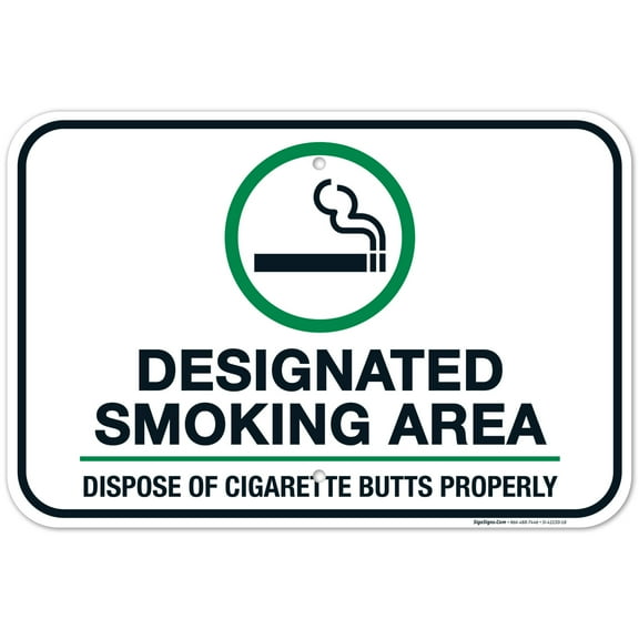 Designated Smoking Area Sign, Dispose of Cigarette Butts Properly,