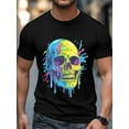 thumbnail image 4 of Men's T-Shirt Color Skull Illustration Funny Modern Art Short Sleeve Casual Tee Classic Crew Neck T-Shirt for Men, 2XL, 4 of 6