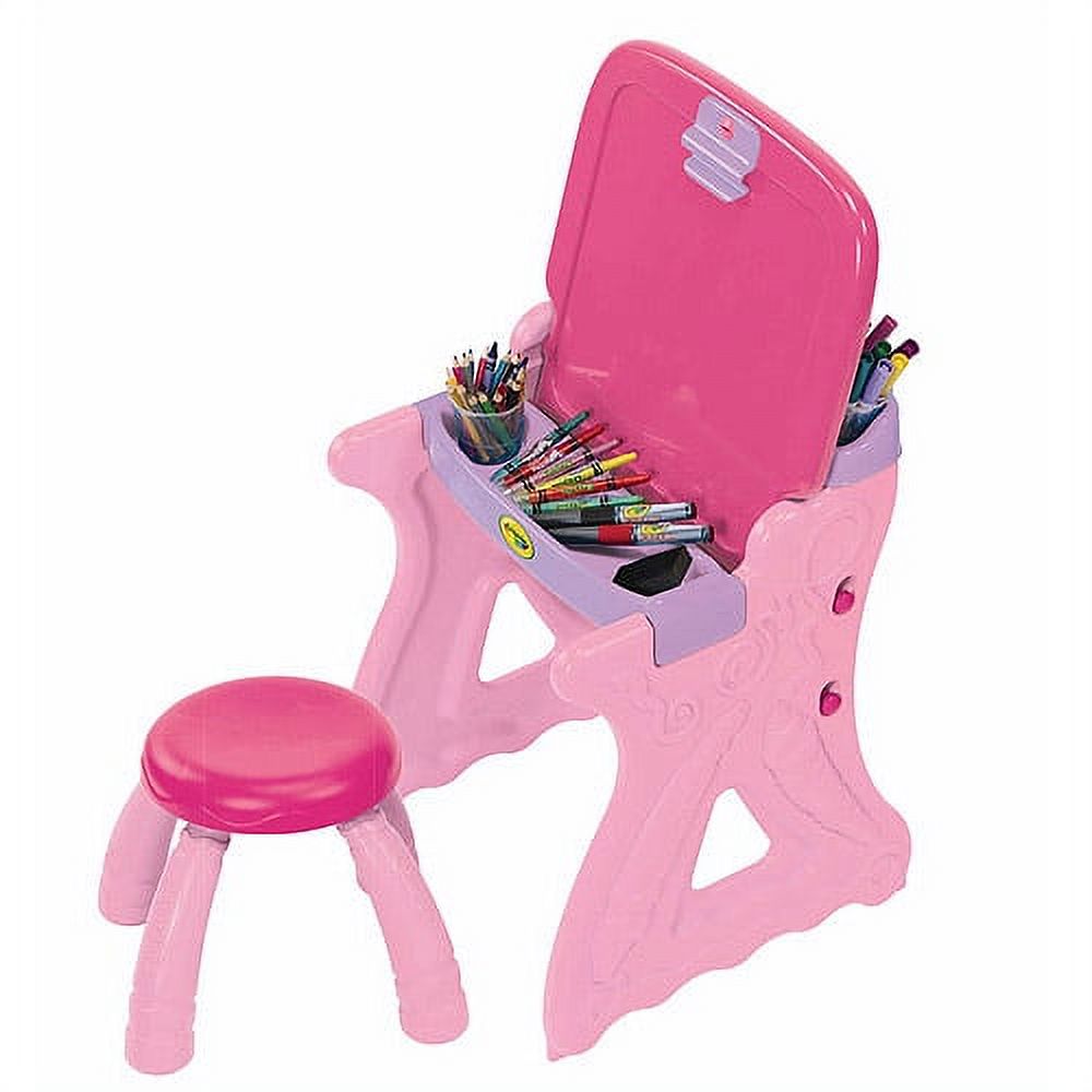 Crayola Play 'N Fold 2-in-1 Art Studio Easel Desk And Stool Set (Pink, Purple) - image 3 of 3