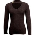 thumbnail image 3 of Duoif Womens Sweaters, Women's Hollow Knitted Sweater - Bottoming Shirt Top Sweaters for Women Coffee M, 3 of 8