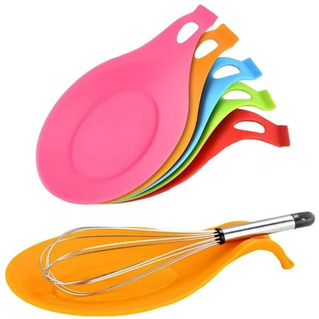 

6 Pieces Silicone Spoon Rest Cooker Spoon Rest Silicone Almond Shape Flexible Heat Resistant Spoon Rest For Spoons Kitchen Utensils (6 Colors)