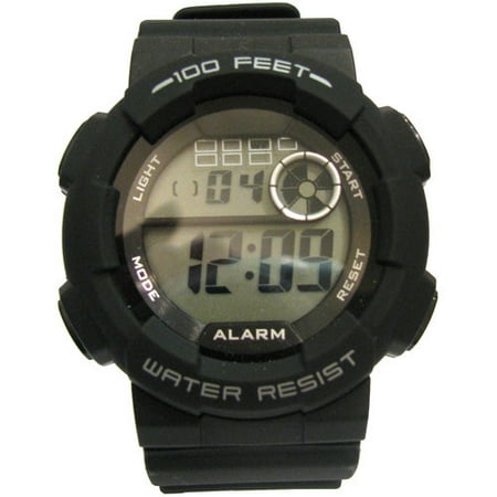 Men's Round Digital Sport Watch, Black Strap - Walmart.com