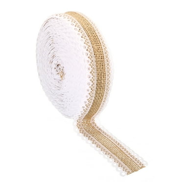 Unique Bargains 1' Wide 5.5 Yards Burlap Fabric Ribbon, Natural Wrapping Jute Lace Crafts Roll Floral Sided for Decoration