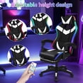 thumbnail image 4 of Xinwanna Gaming Chair with Bluetooth Speakers and LED Lights, High Back Video Game Massage Chair 360° Swivel Height Adjustable Recliner with Footrest & Headrest Lumbar Support Pillows (Black & White), 4 of 7