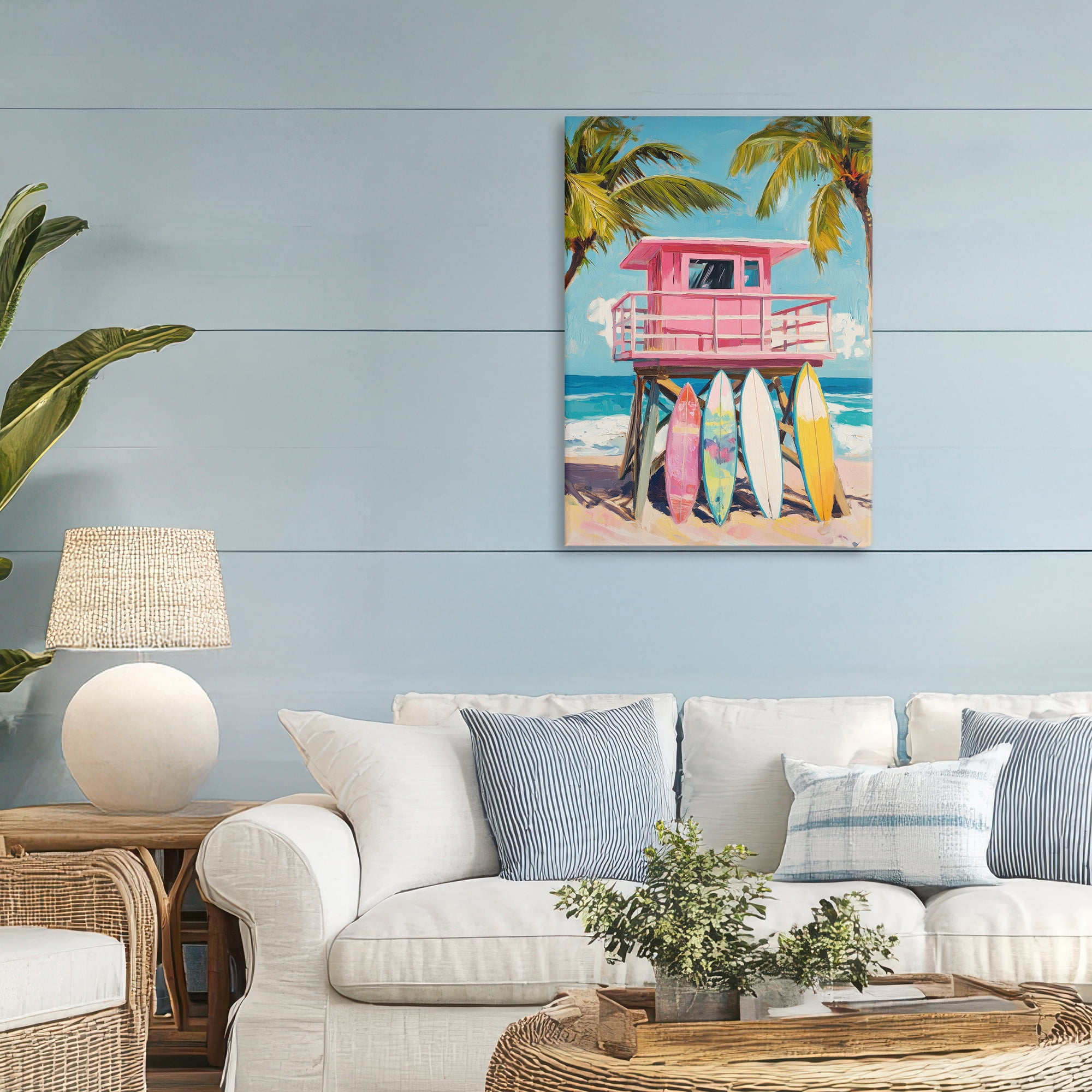 Stupell Industries High Pink Surf Shack Canvas Wall Art, design by Petal Prints Design