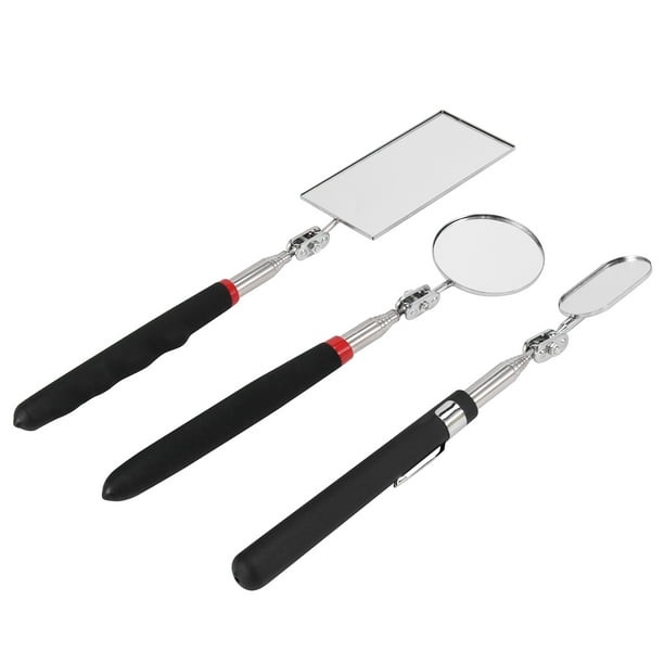 3 Pieces Telescoping Inspection Mirror Round Mirror Square Mirror Inspection for Checking