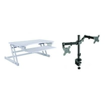 Rocelco 37.5" Height Adjustable Standing Desk Converter with Dual Monitor Mount