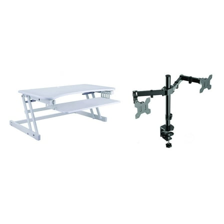 Rocelco 37.5" Height Adjustable Standing Desk Converter with Dual Monitor Mount