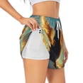 thumbnail image 1 of Balery Golden Cloud Winged Dog Pantalones cortos deportivos para mujer con forro y dos bolsillos, elásticos, para entrenamiento, gimnasio, yoga-X-Large, 1 of 7