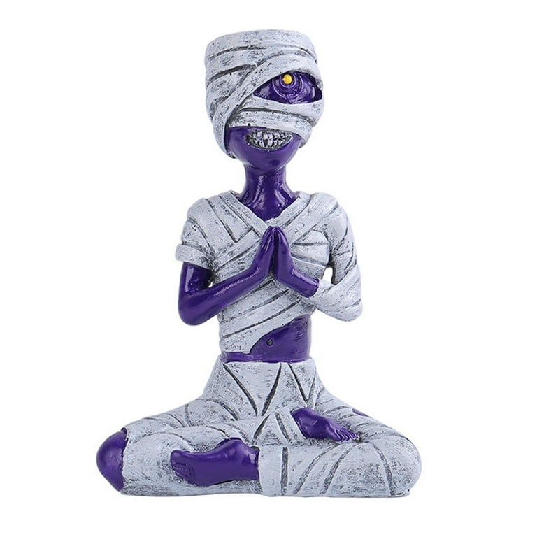 Taicans Halloween Purple Mummy Figurine,Resin Egyptian Skull Man
