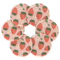 thumbnail image 2 of Haosy Set of 6 Drink Woven Coaster with Holder Heat Resistant Non-Slip Bar Coasters 4 Inches Strawberry Leaves Fower, 2 of 7