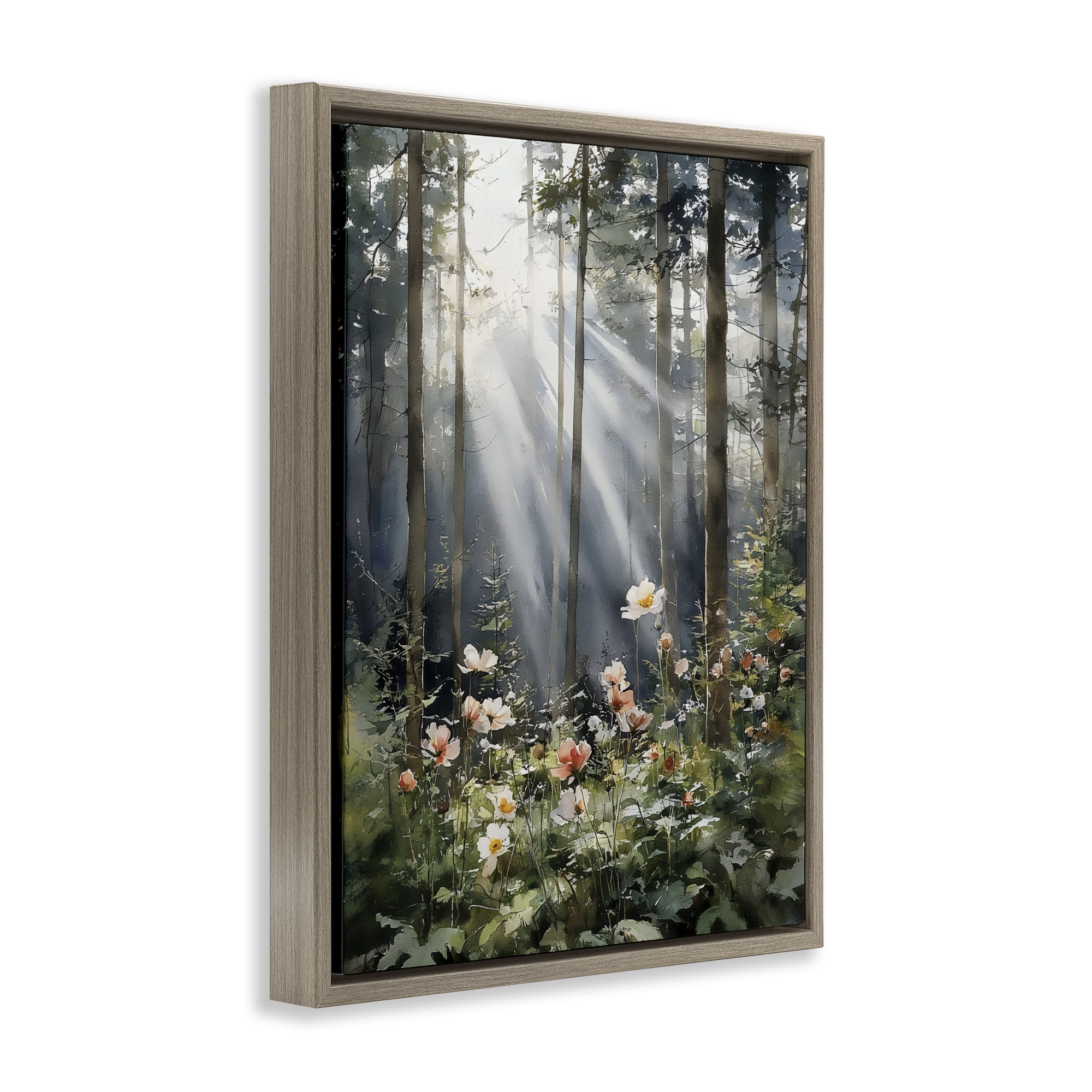 Stupell Industries Sunlit Woods In Morning Brown Framed Floater Canvas Wall Art, design by Franklyn Gregory