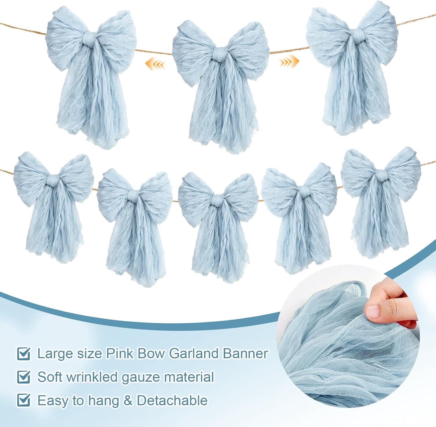 Dalrosia Large Bow Garland Banners for Coquette Birthday Party Decorations-Bow Themed Birthday Decor for Baby Shower Bridal Shower Bachelorette Party Wedding Favors Supplies