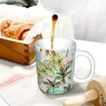 thumbnail image 3 of Yiaed Watercolor Palm Tree Print Ceramics Coffee,Large Handle Design,Extra Large Tea and Coffee Cup for Office and Home Mugs, 3 of 6