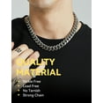 thumbnail image 3 of ChainsHouse Silver Cuban Link Chain Necklace for Men Women Stainless Steel 12mm Chunky Chains Choker Necklaces Mens Jewelry Gift, 24 Inches, 3 of 9