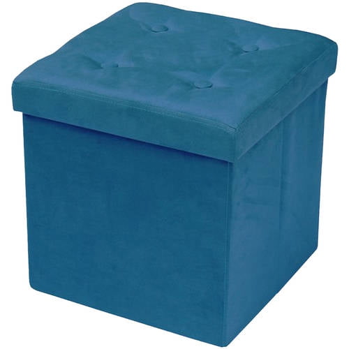 Foldable Storage Ottoman With Cover, Suede