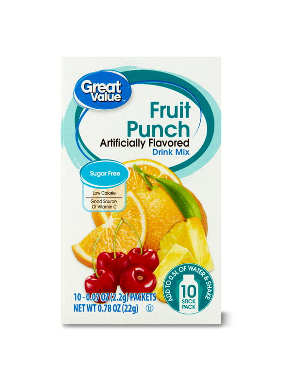 Great Value Fruit Punch Drink Mix, 0.07 oz, 10 Ct