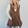thumbnail image 2 of Autumn Winter Women's Solid Color V-Neck Sleeveless Knit Vest with Pocket - Cable Knit Tank Top Pullover, 2 of 11