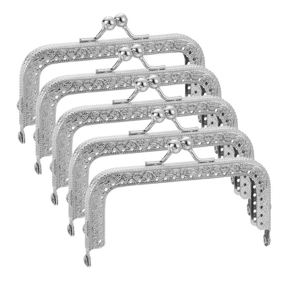 Metal Purse Frames, 4.1" 5Pcs Kiss Lock Clasp Frame for Coin Bags DIY, Silver