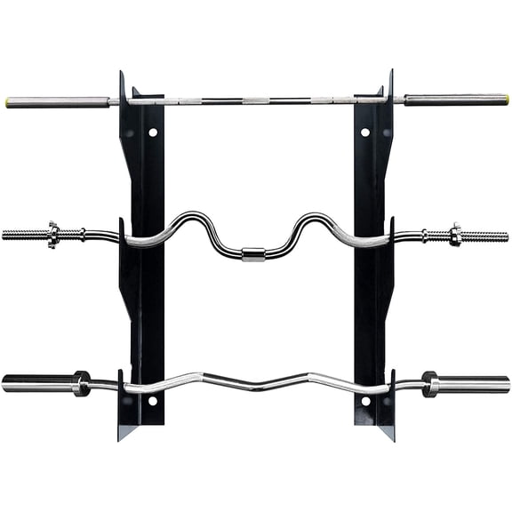 Barbell Holder Wall Mount, Horizontal 3 Weight Bar Storage Rack