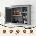 thumbnail image 4 of Gzxs Mirror Cabinet, Bathroom Wall Mounted Storage Cabinet, Medicine Cabinet with 3 Open Shelves, 29.92"W x 7.32"D x 28"H, Gray, 4 of 9