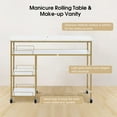thumbnail image 2 of BarberPub Makeup Vanity Desk with Wheels, Rolling Nail Desk with Storage Shelf, 2 of 9