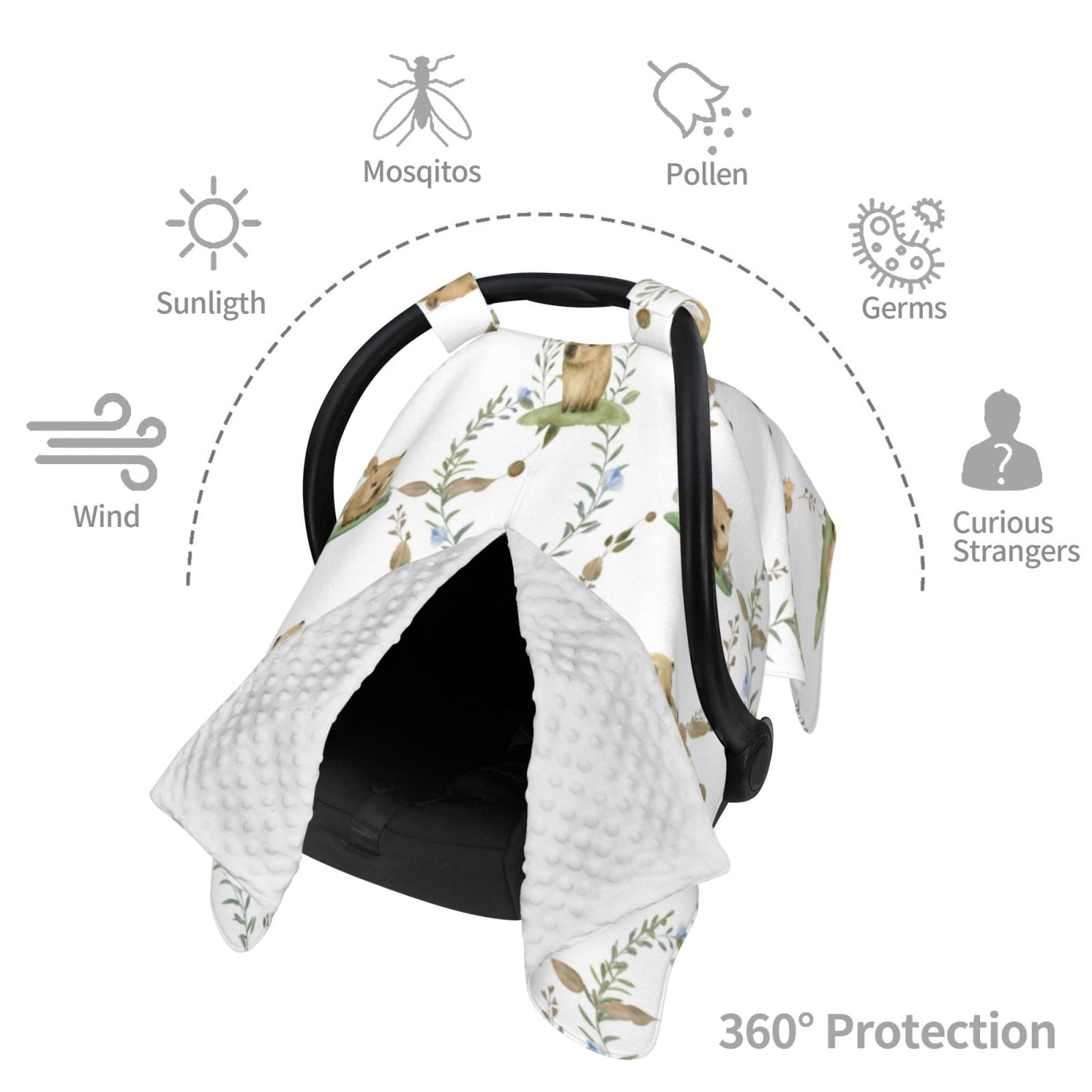 Car Seat Cover Baby - Capybara Plant Breathable Infant Car Seat Cover for Baby Carseat, Lightweight Comfort Baby Essentials Must Haves Newborn Stuff for Girl Boy