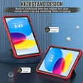 thumbnail image 3 of Decase for Apple iPad 10th Generation 10.9" 2022 Shockproof Absorption High Impact Resistant Hybrid Protective Tablet Cases Cover with Kickstand for 10.9 Inch 2022, Red/black, 3 of 8
