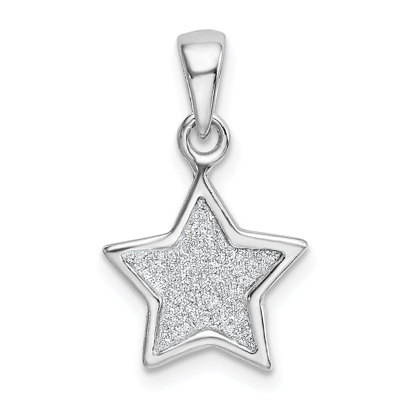 Simply Starz Sterling Silver Rhodium-plated Glitter Enamel Fabric Star Pendant