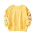thumbnail image 2 of HAOTAGS Toddler Girls Sweatshirts, Solid Pure Cotton Casual Crew Neck Pullover Top Graphic Print Long Sleeve Yellow 4 T, 2 of 6