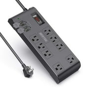 BESTEK 8-Outlet Power Strip 6-Feet Cord with 5.2A 4-Port USB Ports Power Cord, ETL Listed