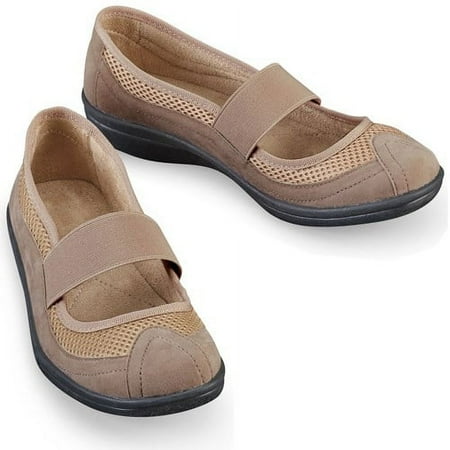 

Sporty Stretch Strap Mary Jane Comfort Slip-on Shoes-Womens-11-Natural