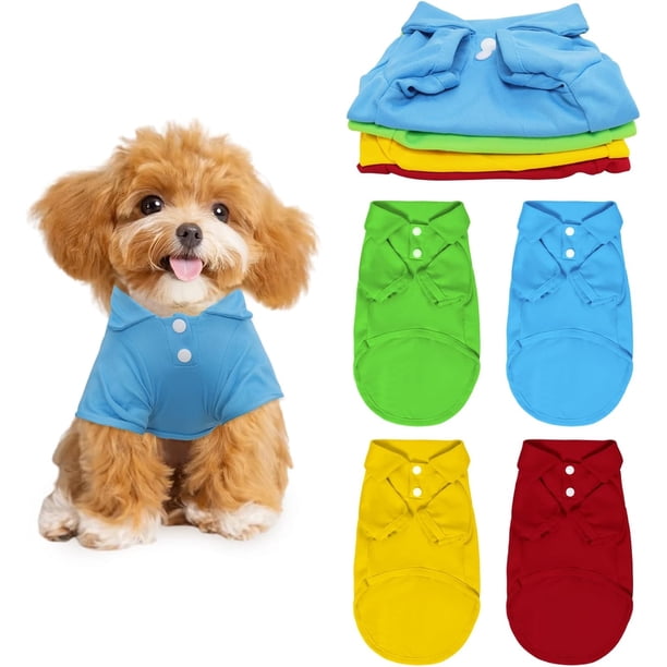 4 Pzas Camiseta para Perros Ropa para Perros Polo con Cuello Camisetas de Algodón Premium Cachorro Atuendos Transpirables Ropa para Perros Ropa Abrigos para Mascotas Pequeñas y Medianas Gatito