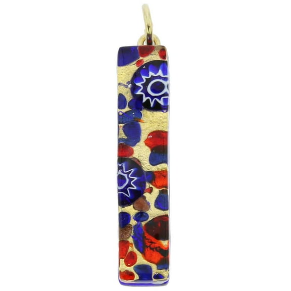 GlassOfVenice Murano Glass Venetian Reflections Stick Pendant - Blue Red